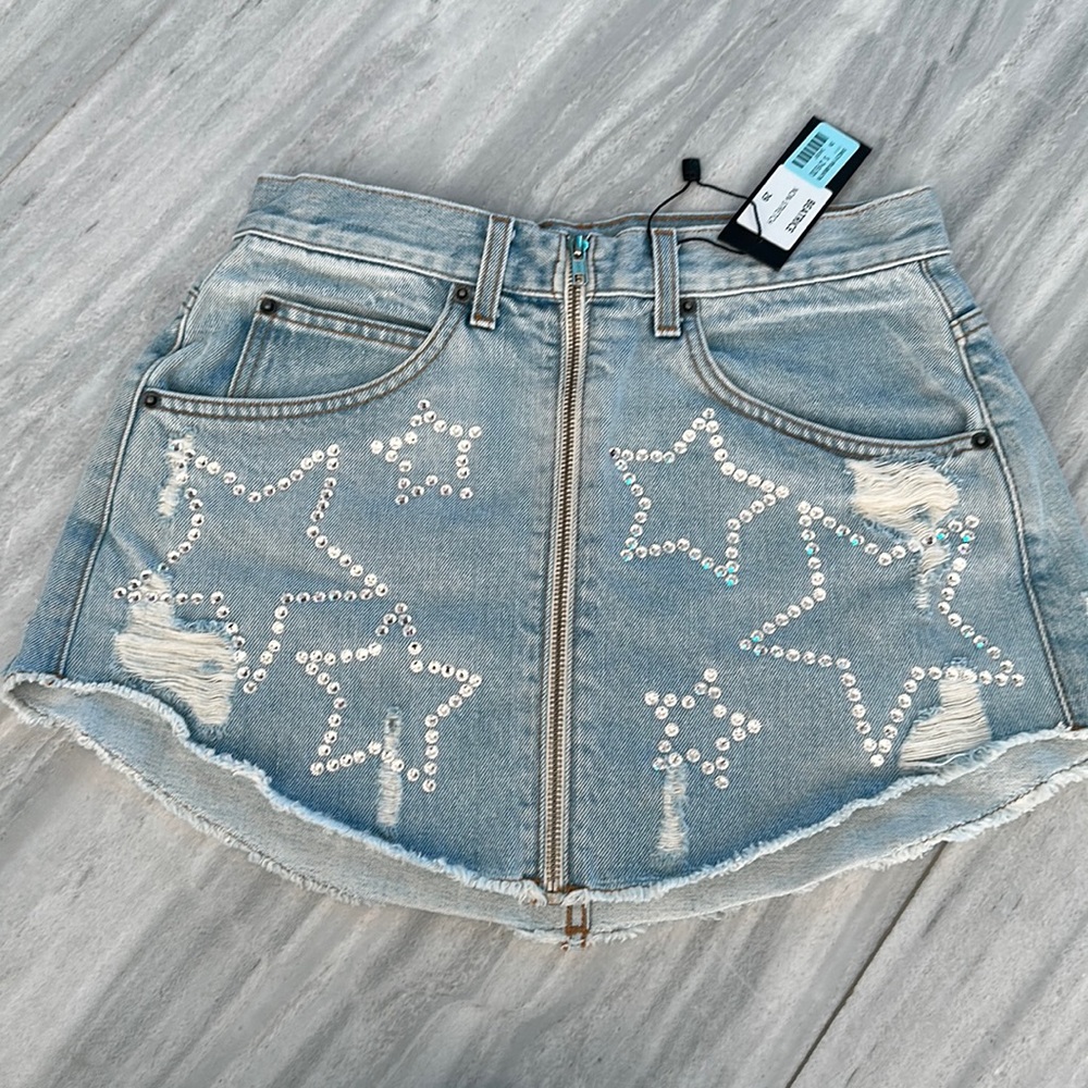 carmar denim LA size 29 jean skirt with rhinestone stars
